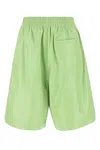 Bottega Veneta Women Pastel Green Leather Shorts In Green