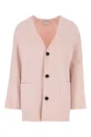 Bottega Veneta Wool Blend Cardigan With Front Pockets In Pink