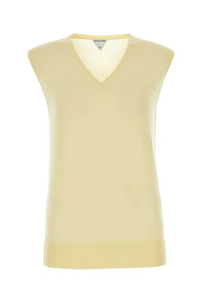 Bottega Veneta Pastel Yellow Cotton Blend Vest In Neutral