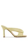 Bottega Veneta Women Pastel Yellow Leather Riva Mules In Yellow