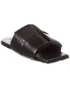 Bottega Veneta Patch Flat Mules In Padded Intreccio Leather In Black