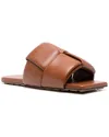 Bottega Veneta Caramel Flat Patch Mules In Brown