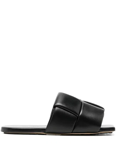 Bottega Veneta Patch Leather Flat Sandals In Black