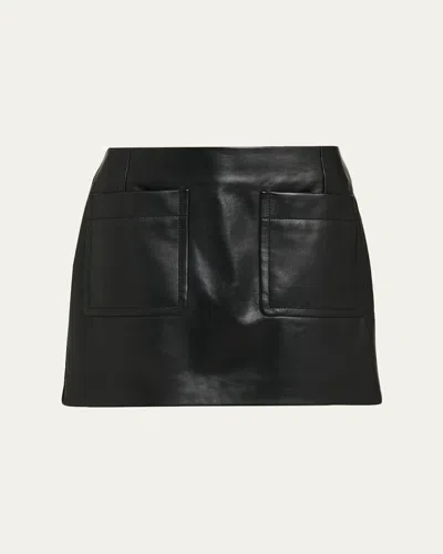 Bottega Veneta Patch Pocket Leather Mini Skirt In Black