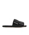 Bottega Veneta Patch Flat Mules In Padded Intreccio Leather In Black