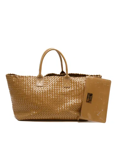 Pre-owned Bottega Veneta Patent Intrecciato Cabat Gm Tote Bag In Other