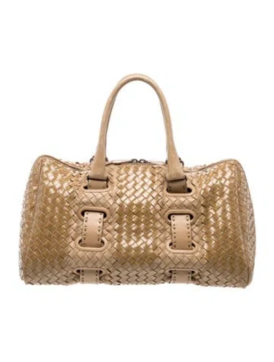 Pre-owned Bottega Veneta Patent Leather Accordion Satchel In Brown