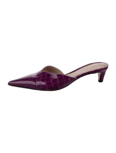 Pre-owned Bottega Veneta Patent Leather Animal Print Mules In Purple