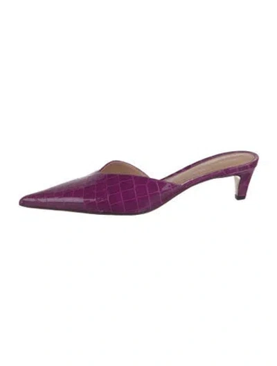 Pre-owned Bottega Veneta Patent Leather Animal Print Mules In Purple