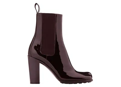 Pre-owned Bottega Veneta Patent Leather Ankle Boot (women's) Sneakers In Brown