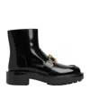 Bottega Veneta Embellished Glossed-leather Ankle Boots In Black