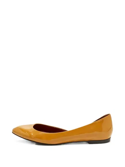 Pre-owned Bottega Veneta Patent Leather Ballet Flats In Brown