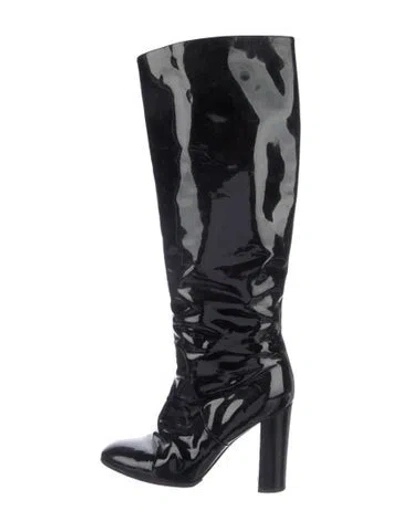 Pre-owned Bottega Veneta Patent Leather Boots In Black