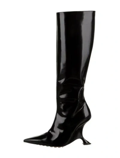 Pre-owned Bottega Veneta Patent Leather Boots In Black