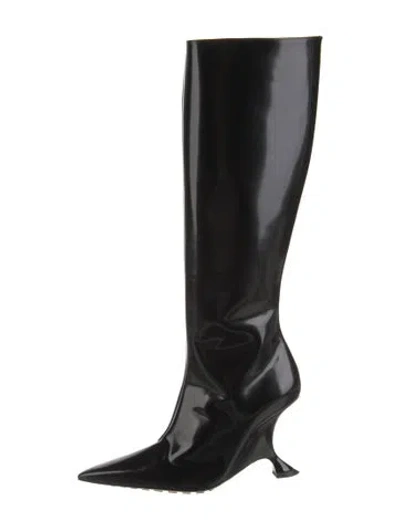 Pre-owned Bottega Veneta Patent Leather Boots In Black