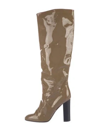Pre-owned Bottega Veneta Patent Leather Boots In Neutral