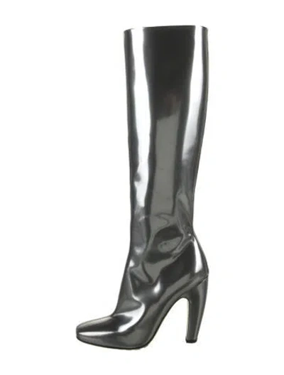 Pre-owned Bottega Veneta Patent Leather Boots W/ Tags In Metallic/silver