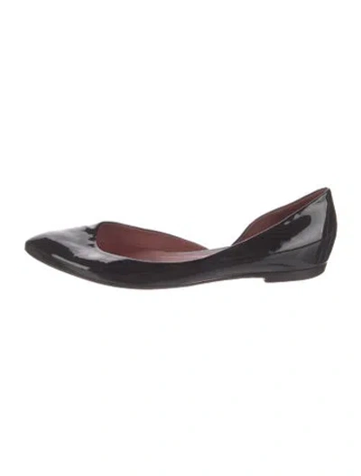 Pre-owned Bottega Veneta Patent Leather Bow Accents D'orsay Flats In Brown