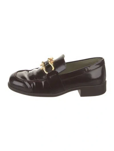 Pre-owned Bottega Veneta Patent Leather Chain-link Accents Loafers In Burgundy