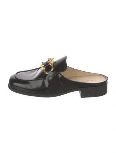 Pre-owned Bottega Veneta Patent Leather Chain-link Accents Mules W/ Tags In Black