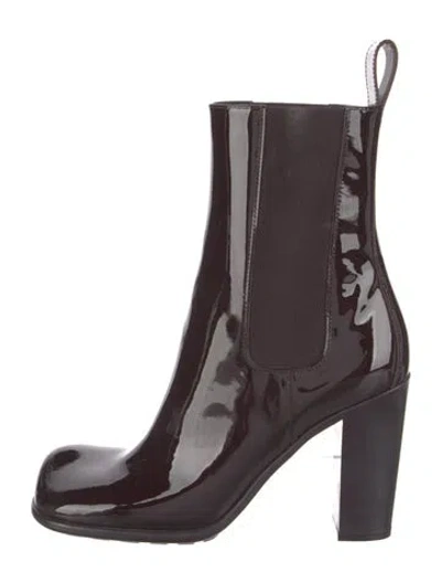 Pre-owned Bottega Veneta Patent Leather Chelsea Boots In Brown