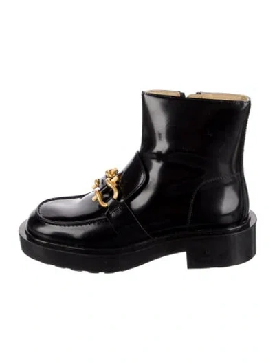 Pre-owned Bottega Veneta Patent Leather Combat Boots In Black