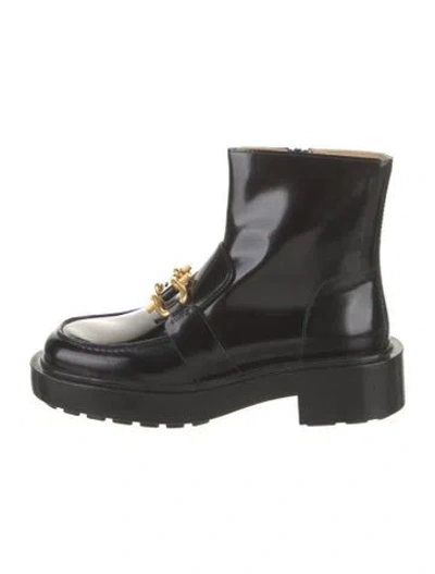Pre-owned Bottega Veneta Patent Leather Combat Boots In Black