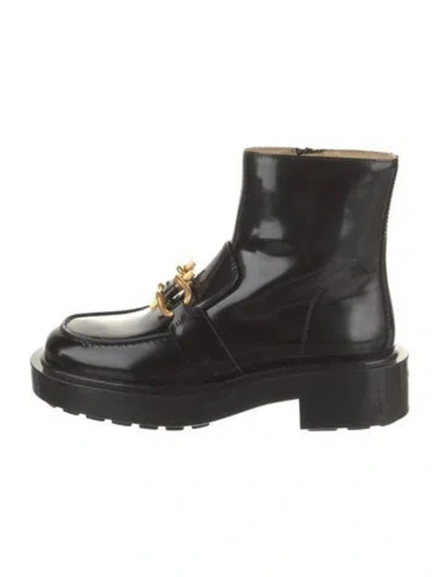 Pre-owned Bottega Veneta Patent Leather Combat Boots In Black
