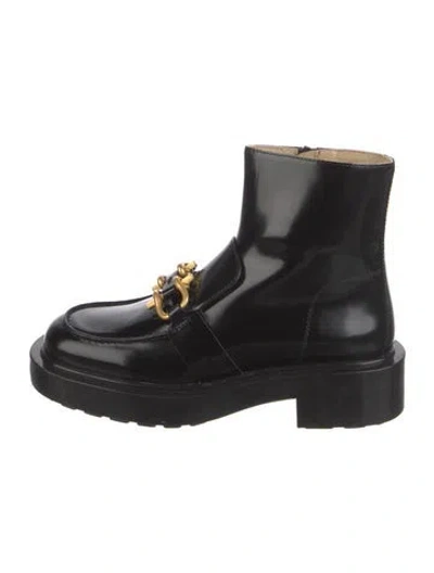 Pre-owned Bottega Veneta Patent Leather Combat Boots In Black