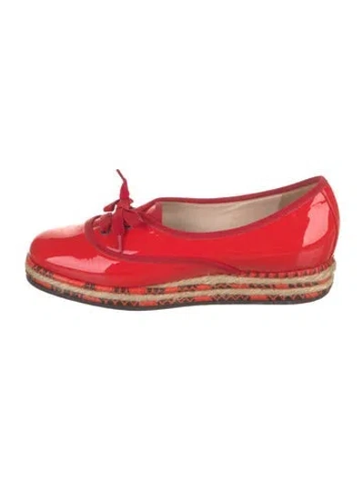 Pre-owned Bottega Veneta Patent Leather Espadrilles In Red