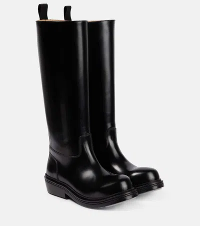Bottega Veneta Patent Leather Knee-high Boots In Black