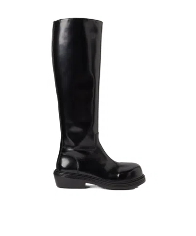 Bottega Veneta Patent-leather Knee-high Boots In Black