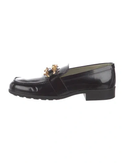 Pre-owned Bottega Veneta Patent Leather Loafers In Black
