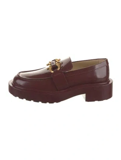 Pre-owned Bottega Veneta Patent Leather Loafers In Burgundy