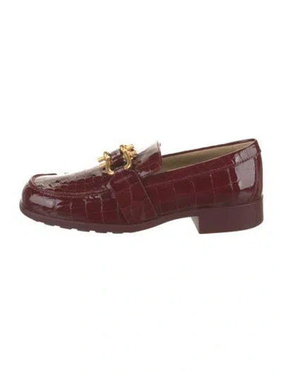 Pre-owned Bottega Veneta Patent Leather Loafers In Burgundy