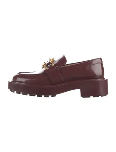 Pre-owned Bottega Veneta Patent Leather Loafers In Burgundy