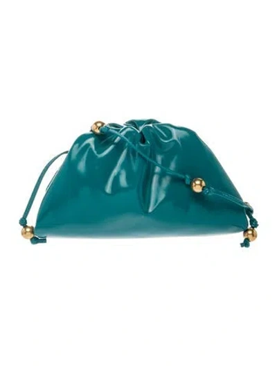 Pre-owned Bottega Veneta Patent Leather Mini Pouch In Blue