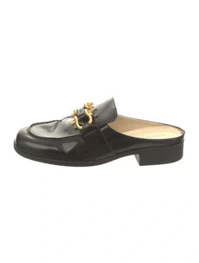 Pre-owned Bottega Veneta Patent Leather Mules In Black