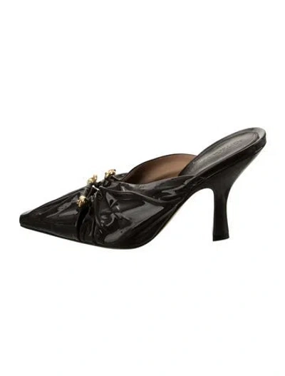 Pre-owned Bottega Veneta Patent Leather Mules In Black