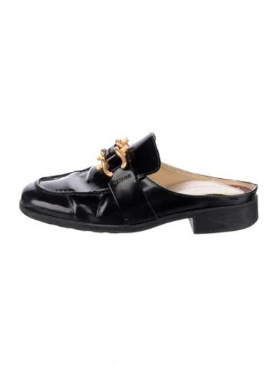 Pre-owned Bottega Veneta Patent Leather Mules In Black