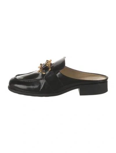 Pre-owned Bottega Veneta Patent Leather Mules In Black