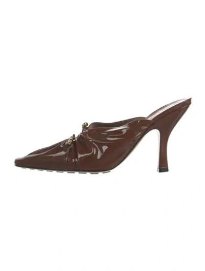 Pre-owned Bottega Veneta Patent Leather Mules In Brown
