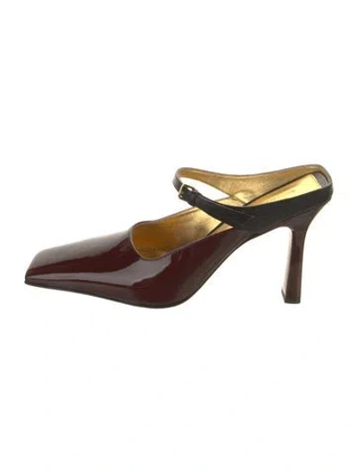 Pre-owned Bottega Veneta Patent Leather Mules In Burgundy