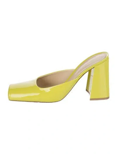 Pre-owned Bottega Veneta Patent Leather Mules In Green