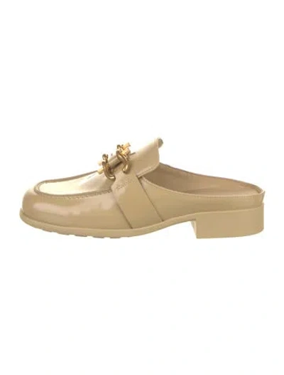 Pre-owned Bottega Veneta Patent Leather Mules In Neutral
