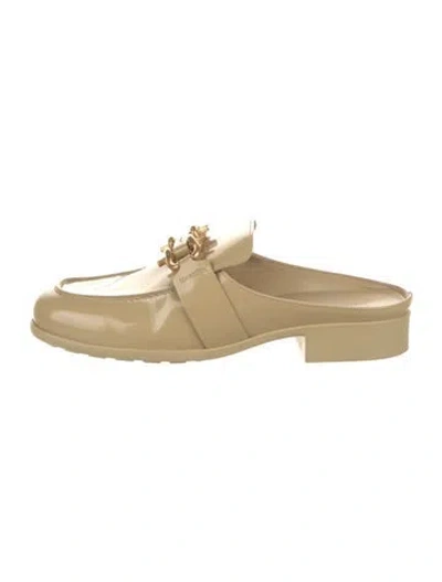 Pre-owned Bottega Veneta Patent Leather Mules In Neutral