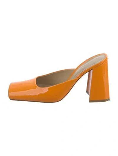Pre-owned Bottega Veneta Patent Leather Mules In Orange