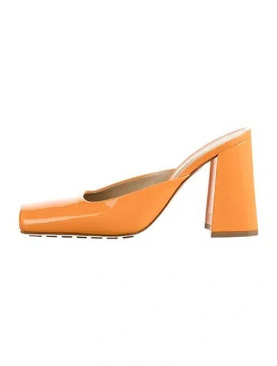 Pre-owned Bottega Veneta Patent Leather Mules In Orange