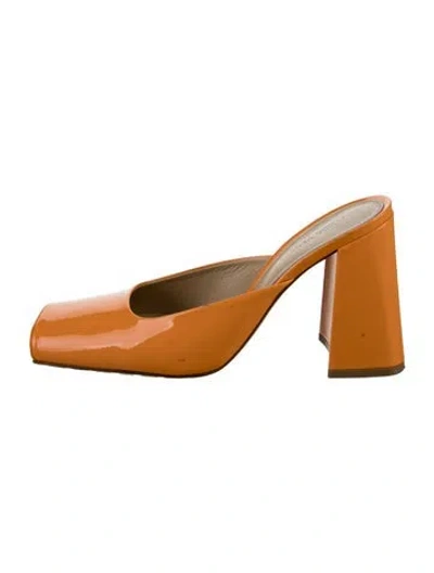 Pre-owned Bottega Veneta Patent Leather Mules In Orange