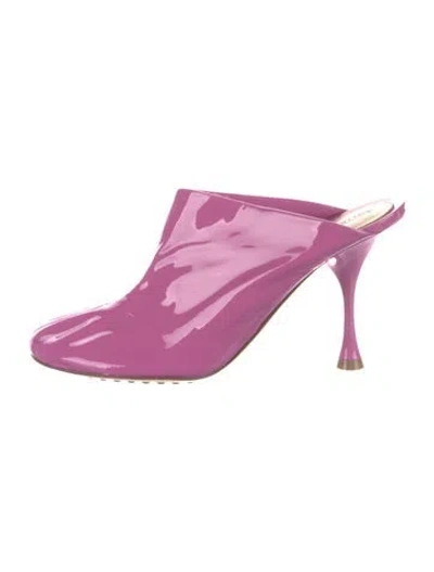 Pre-owned Bottega Veneta Patent Leather Mules In Purple